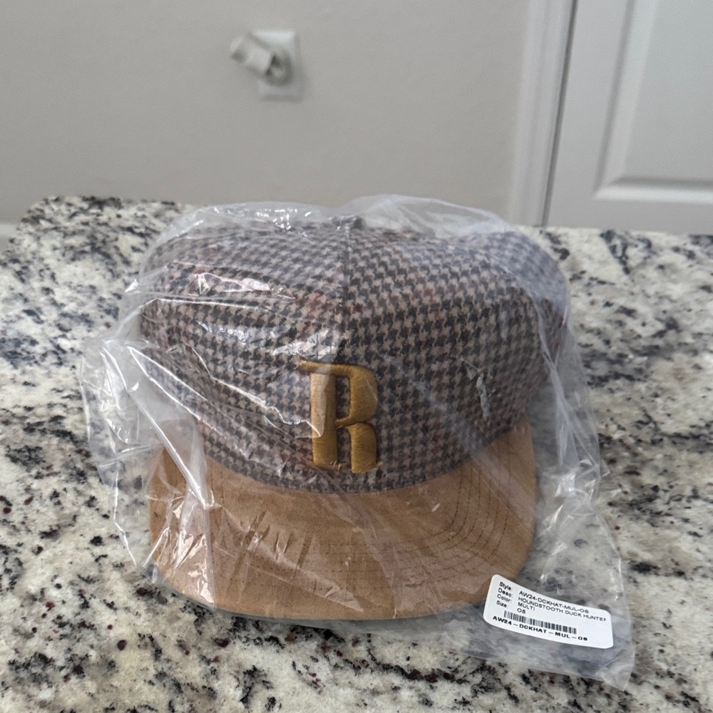 Rhude Houndstooth Hat with Gold Logo